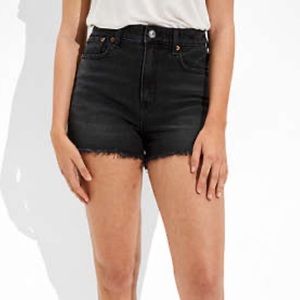 American Eagle Black High Rise Stretch Denim Shorts